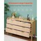 Light Wood MDF Drawer Dresser with Grooved Design, Metal Handles and Smooth Glides